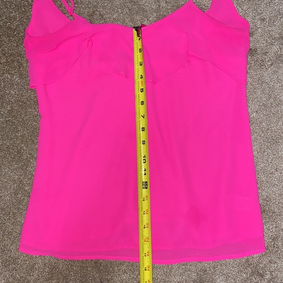 “Naked Zebra” Neon pink spaghetti strap top with ruffled front and back. Size S - Picture 12 of 14